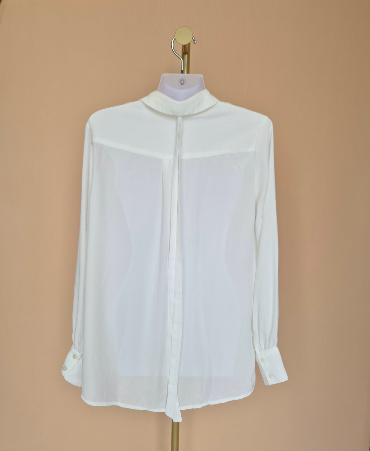 Ivory Lace Front Long-Sleeve Blouse