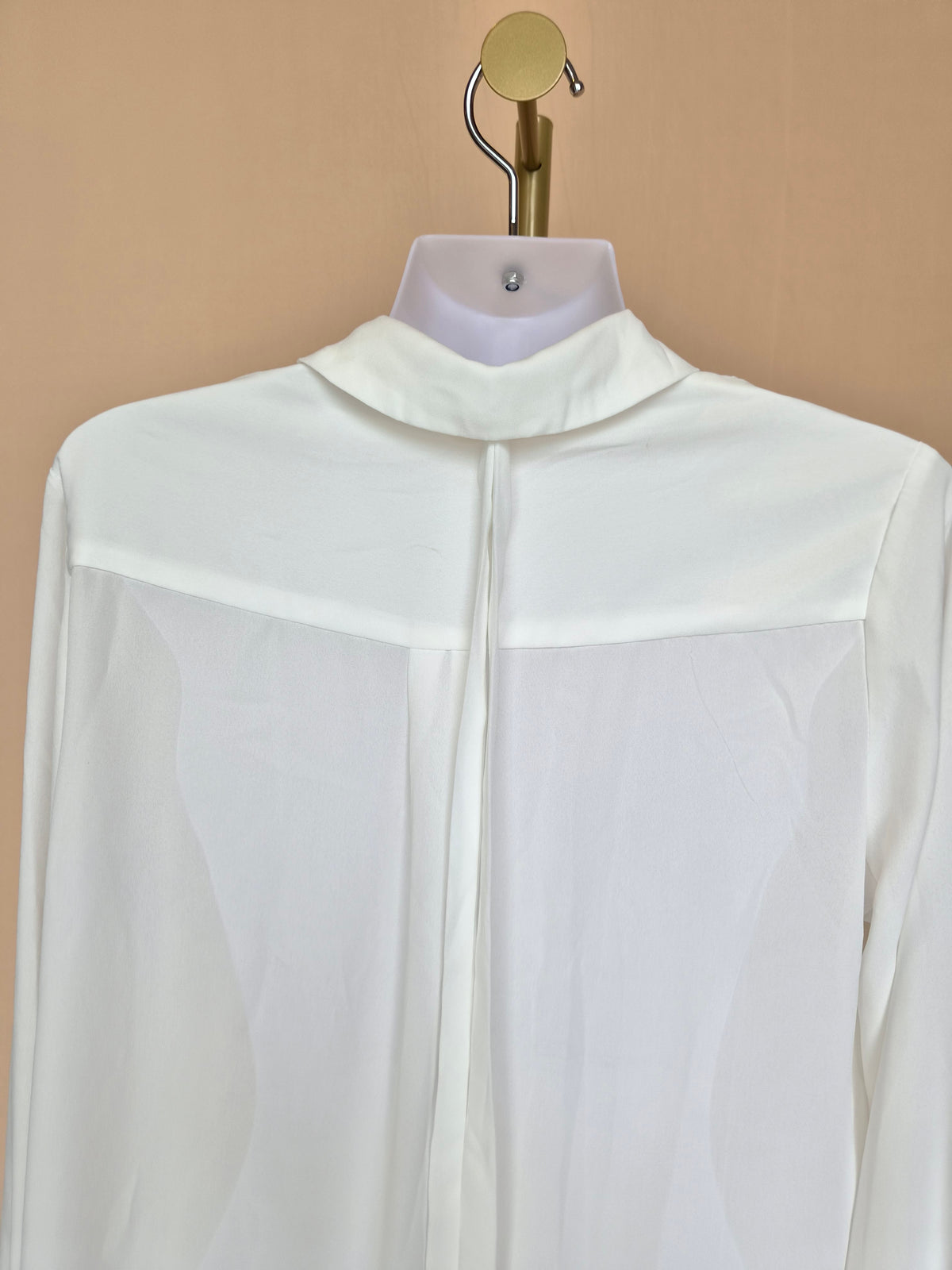 Ivory Lace Front Long-Sleeve Blouse