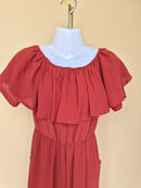 Coral Ruffle Neck Jumpsuit