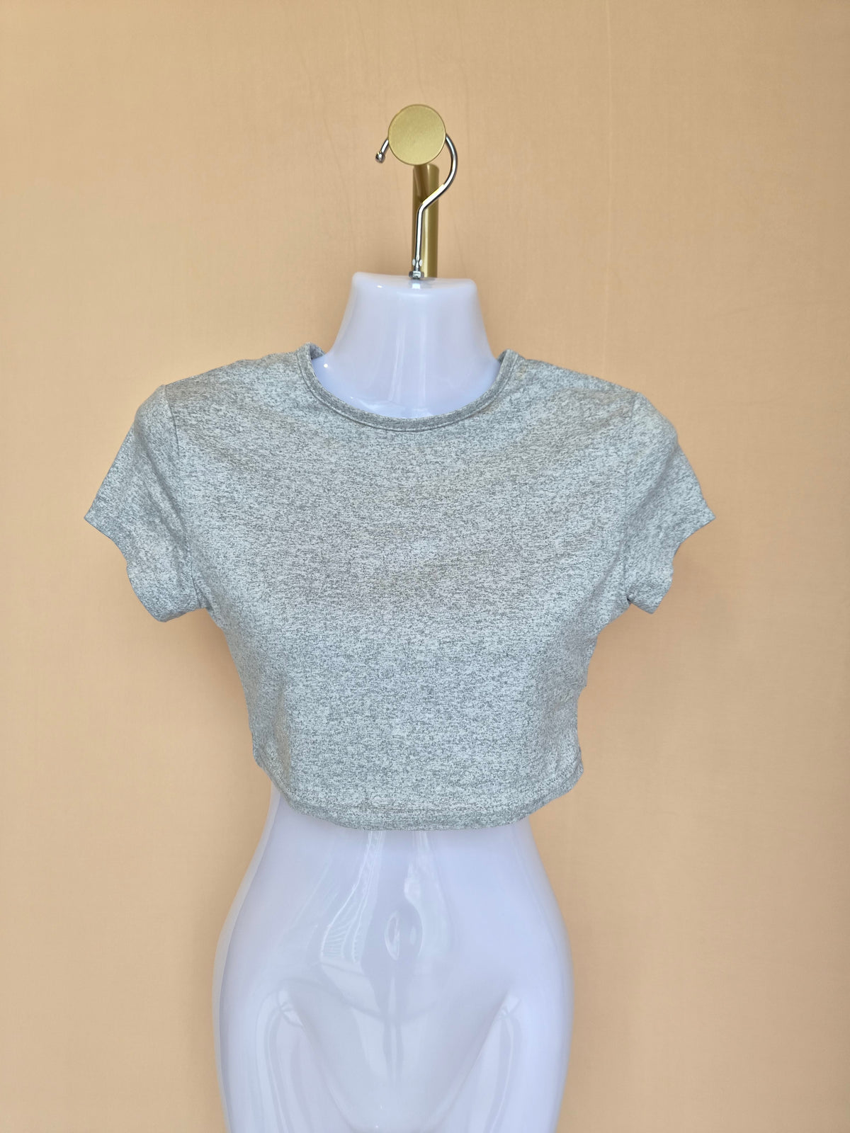SHEIN Grey Marled Crop Top – Size S