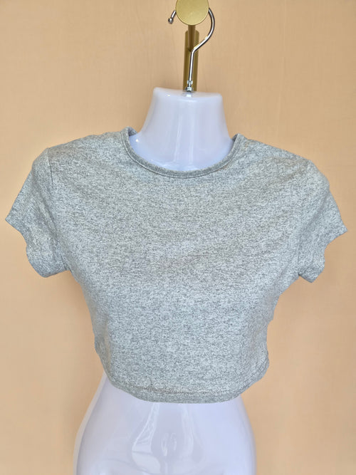 SHEIN Grey Marled Crop Top – Size S