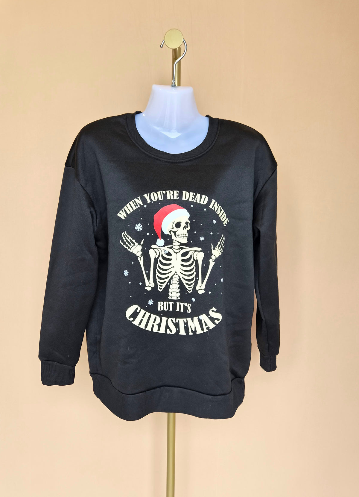 SHEIN Black Christmas Skeleton Sweatshirt – Size M