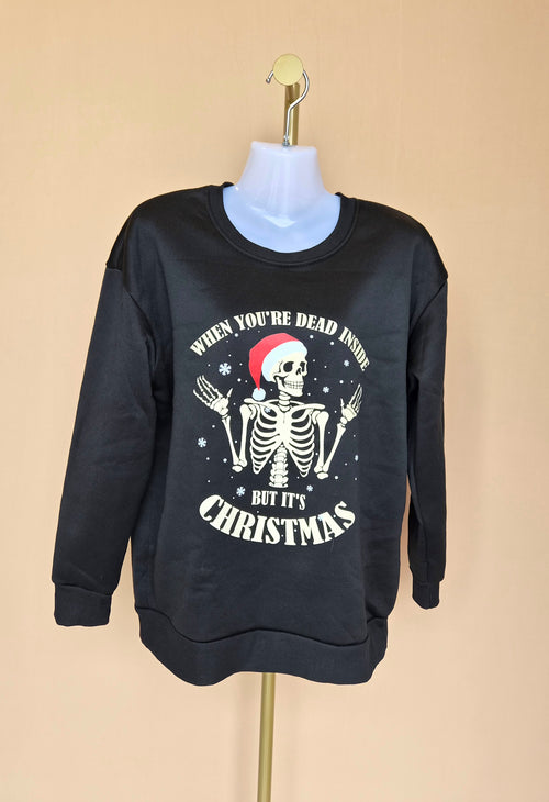 SHEIN Black Christmas Skeleton Sweatshirt – Size M