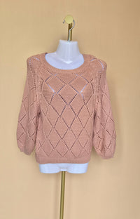 Dusty Pink Open-Knit Sweater