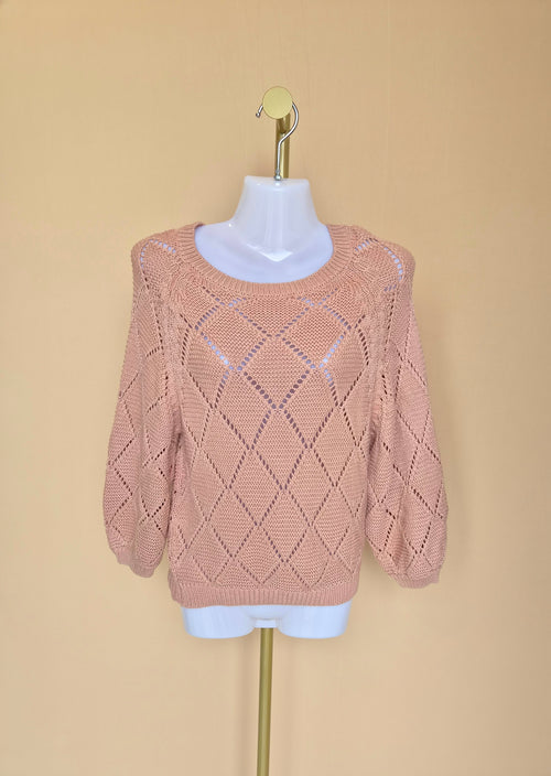 Dusty Pink Open-Knit Sweater