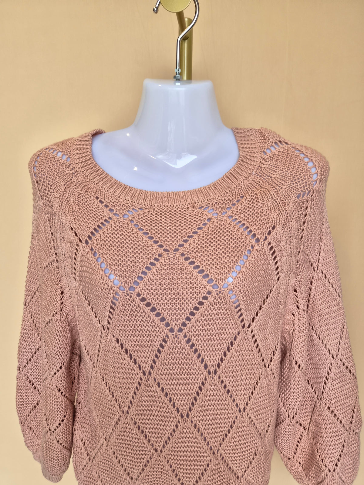 Dusty Pink Open-Knit Sweater