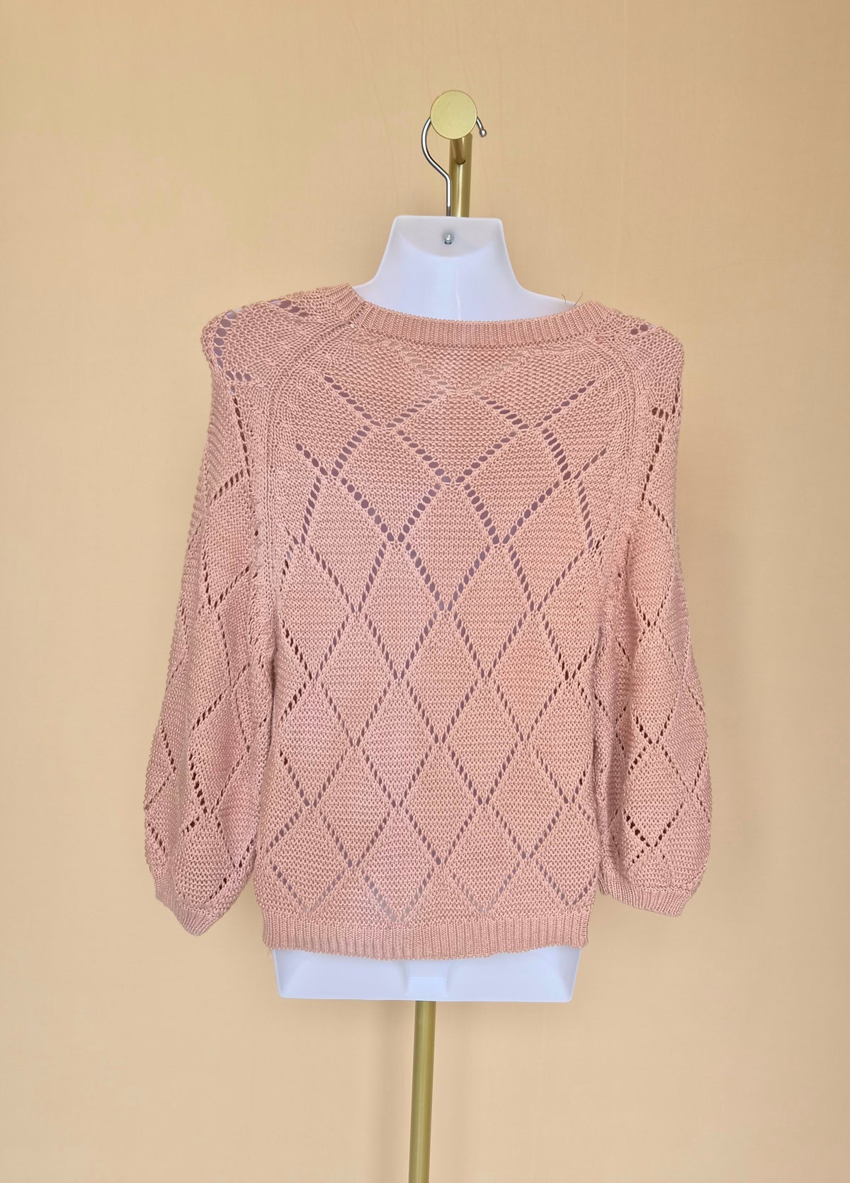 Dusty Pink Open-Knit Sweater