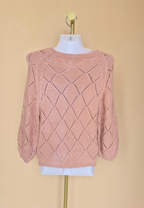 Dusty Pink Open-Knit Sweater