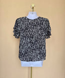 Ann Taylor Factory Petite Animal Print Flutter Sleeve Top – XXS Petite