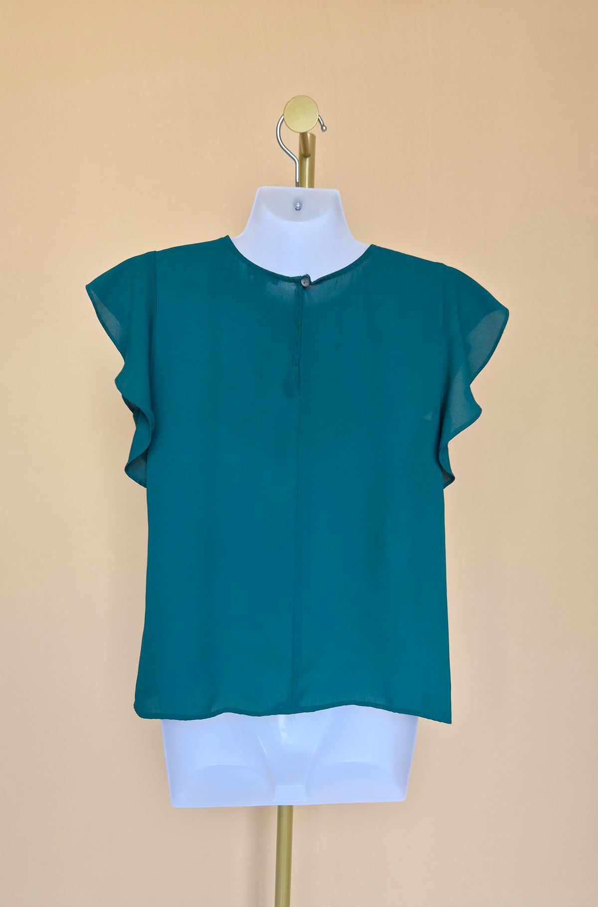 Ann Taylor Factory Petite Teal Flutter Sleeve Blouse – XS Petite