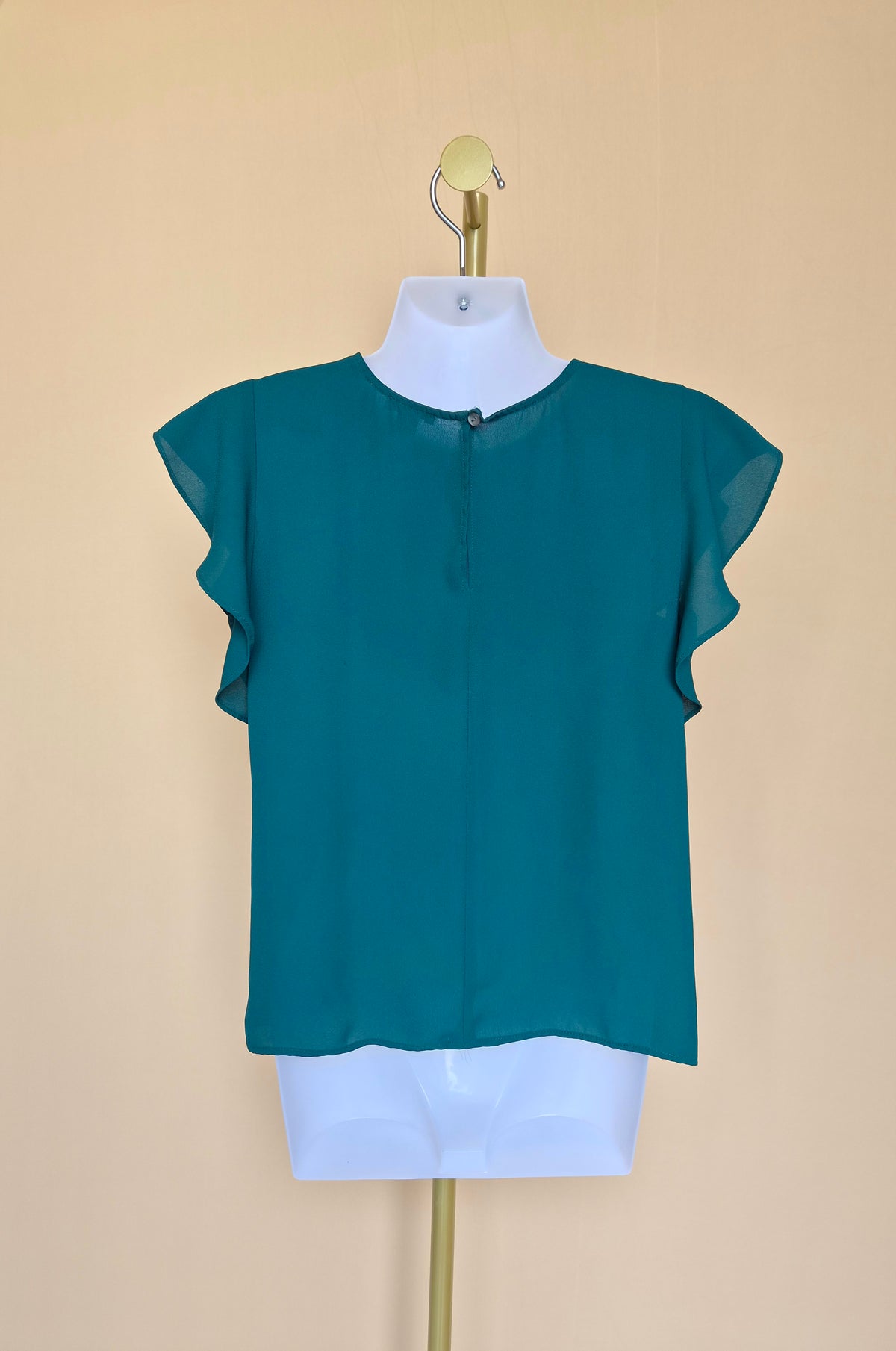 Ann Taylor Factory Petite Teal Flutter Sleeve Blouse – XS Petite