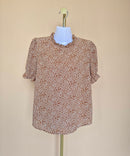Fun2Fun Brown Floral Ruffle Blouse – Size S