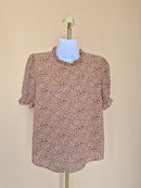 Fun2Fun Brown Floral Ruffle Blouse – Size S