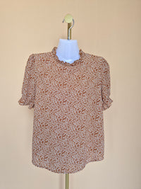 Fun2Fun Brown Floral Ruffle Blouse – Size S
