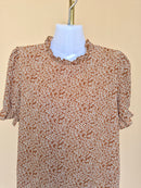 Fun2Fun Brown Floral Ruffle Blouse – Size S