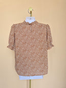 Fun2Fun Brown Floral Ruffle Blouse – Size S