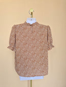 Fun2Fun Brown Floral Ruffle Blouse – Size S