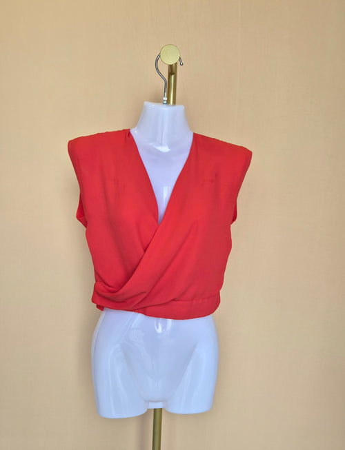 Olivaceous Red Wrap-Front Top – Size S