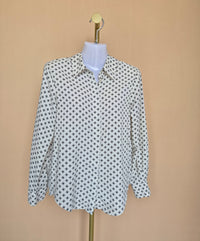 MNG Geometric Print Long-Sleeve Blouse – Size XS