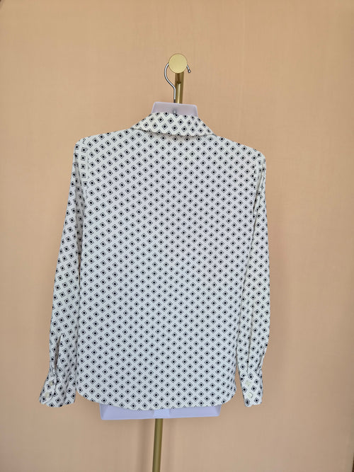 MNG Geometric Print Long-Sleeve Blouse – Size XS