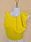 Bright Yellow Statement Ruffle Crop Top – Size XS/S (Estimated)