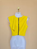 Bright Yellow Statement Ruffle Crop Top – Size XS/S (Estimated)