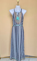 THML Embroidered Striped Maxi Dress – Size XS