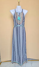 THML Embroidered Striped Maxi Dress – Size XS