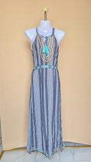 THML Embroidered Striped Maxi Dress – Size XS