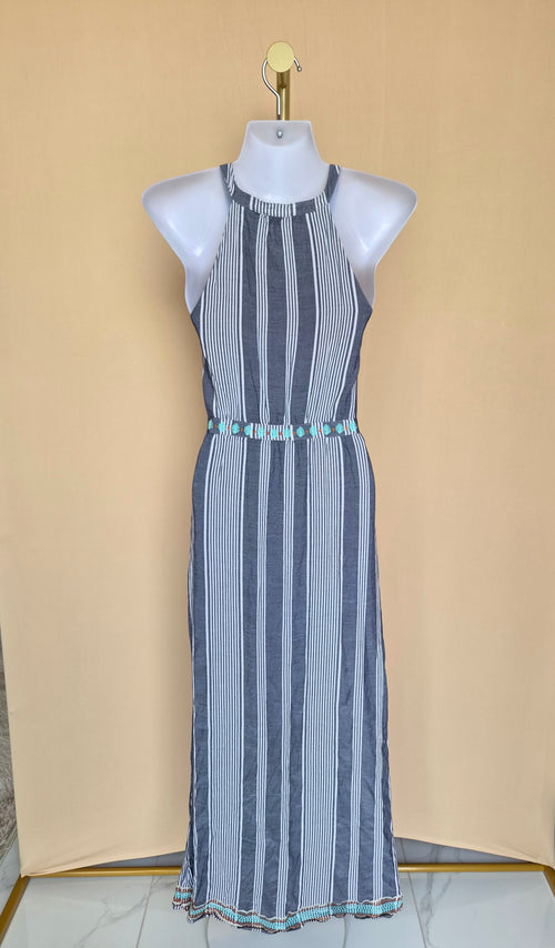 THML Embroidered Striped Maxi Dress – Size XS