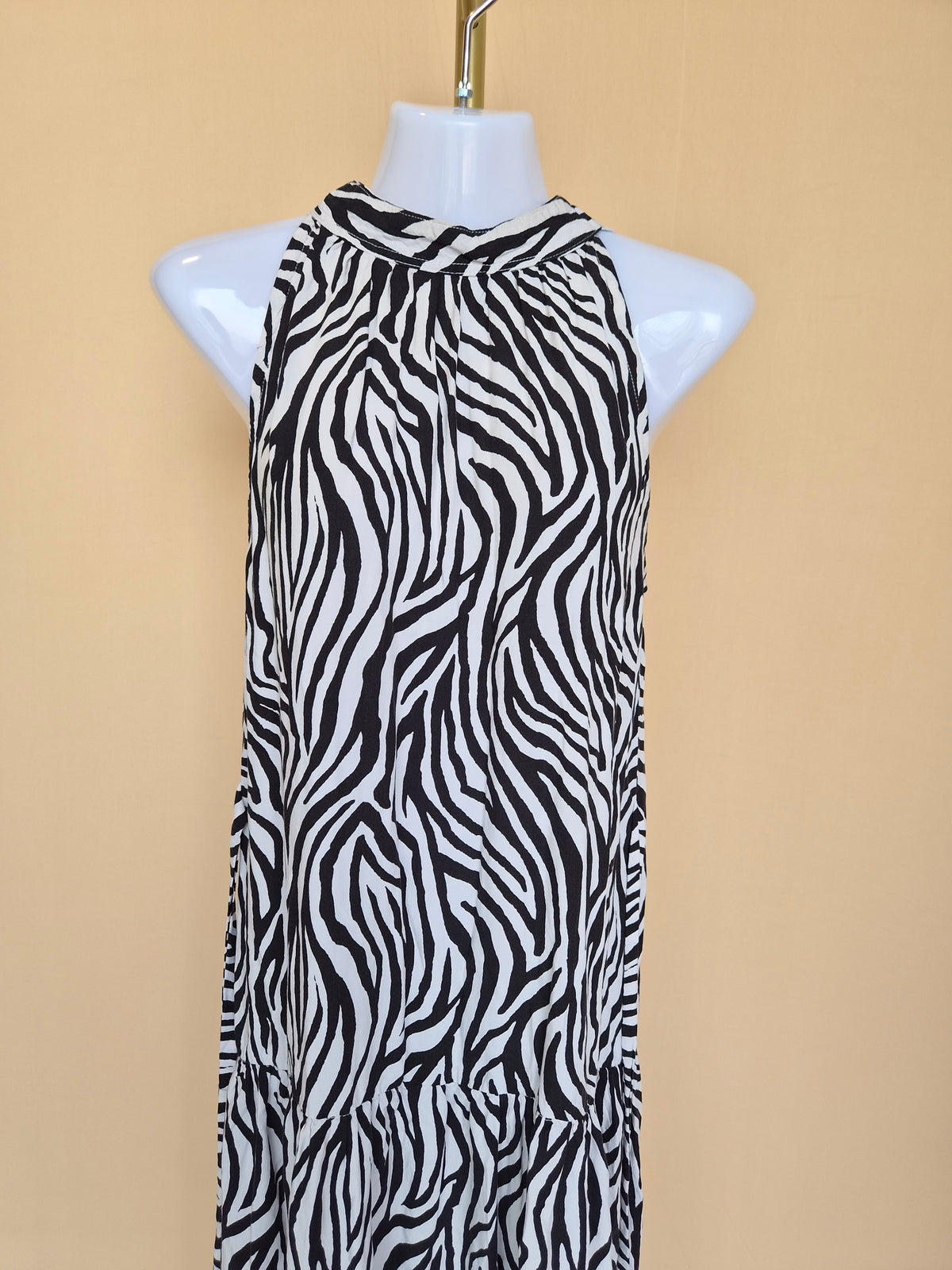 MKS Boutique Zebra Print Tiered Midi Dress – Size S
