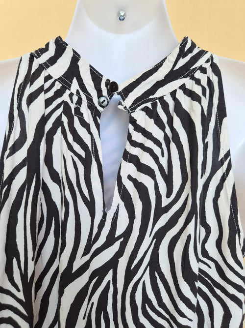 MKS Boutique Zebra Print Tiered Midi Dress – Size S