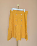 Jackie K Mustard Yellow Button-Front Midi Skirt – Size 28