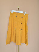 Jackie K Mustard Yellow Button-Front Midi Skirt – Size 28