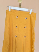 Jackie K Mustard Yellow Button-Front Midi Skirt – Size 28