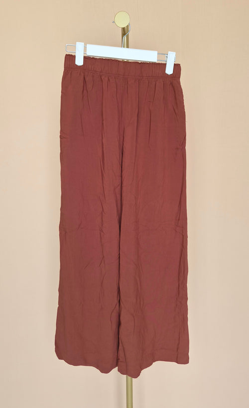 H&M Rust Brown Wide-Leg Trousers – XS