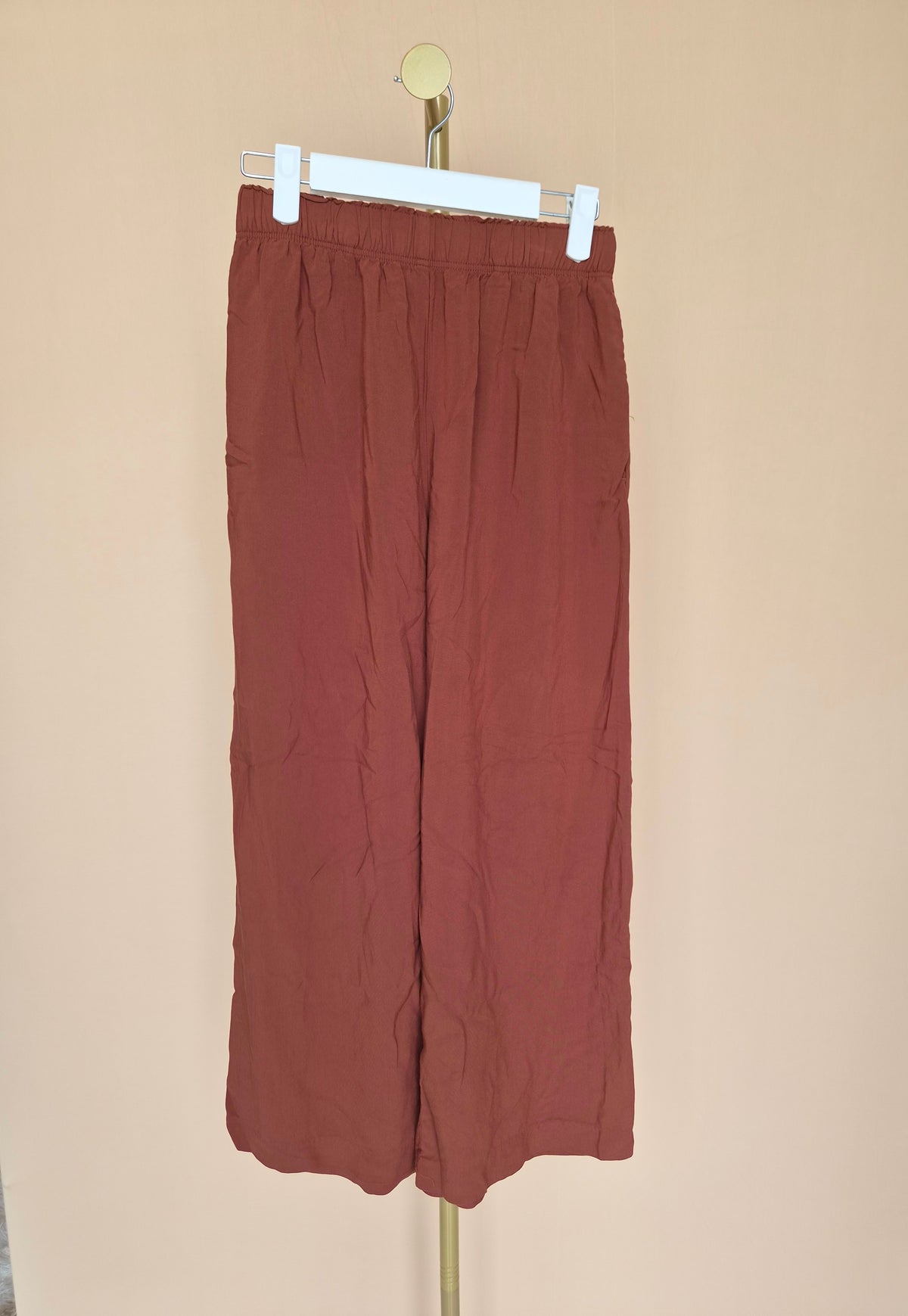 H&M Rust Brown Wide-Leg Trousers – XS