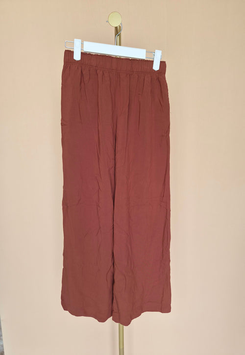 H&M Rust Brown Wide-Leg Trousers – XS