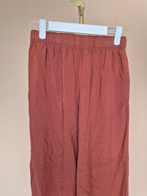 H&M Rust Brown Wide-Leg Trousers – XS