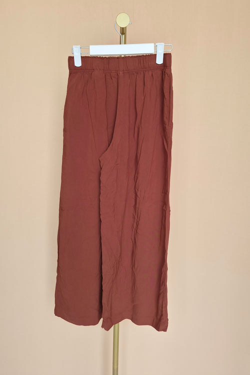 H&M Rust Brown Wide-Leg Trousers – XS