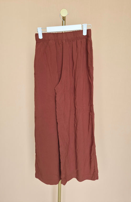 H&M Rust Brown Wide-Leg Trousers – XS