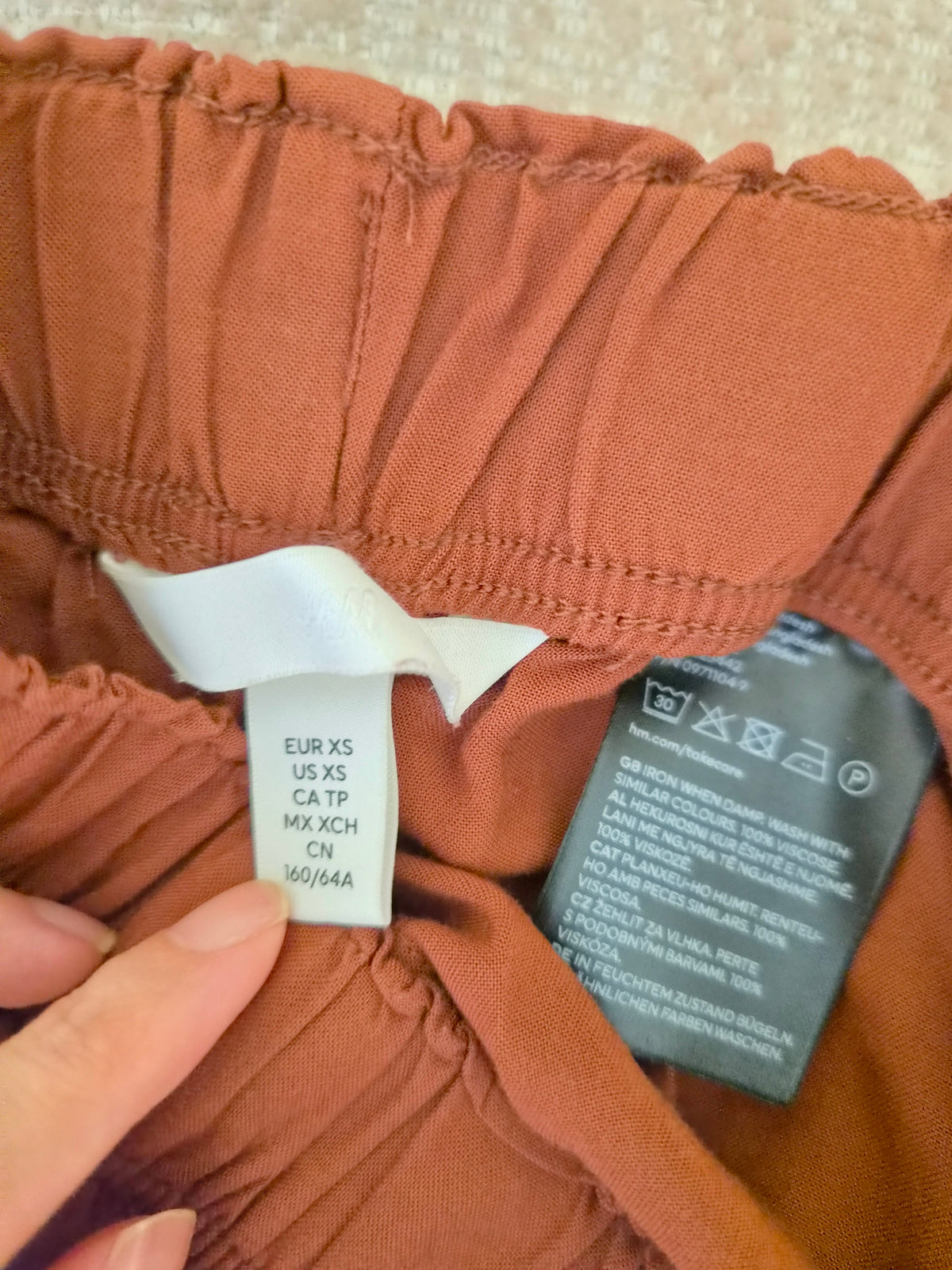 H&M Rust Brown Wide-Leg Trousers – XS