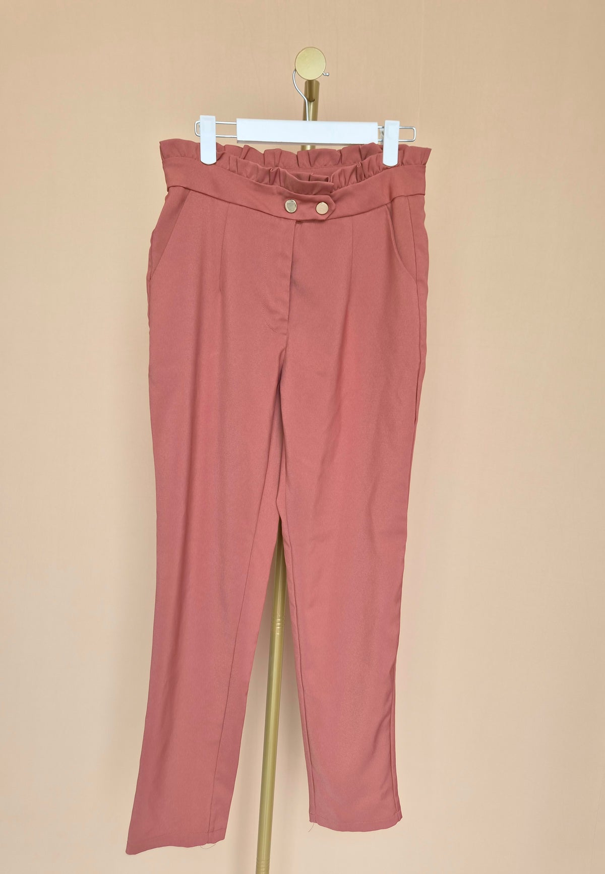 Jackie K Dusty Rose Paperbag Trousers – S / Size 28