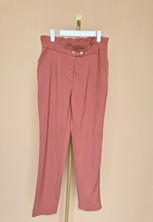 Jackie K Dusty Rose Paperbag Trousers – S / Size 28