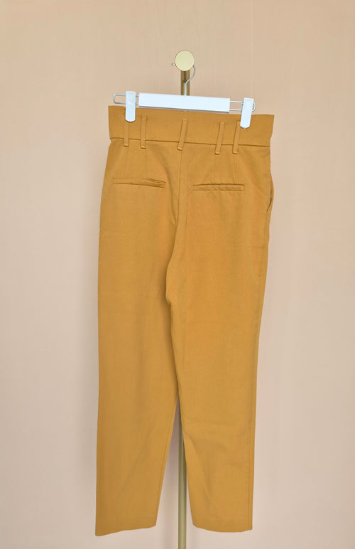 ZARA TRF Mustard High-Waisted Pleated Trousers – S