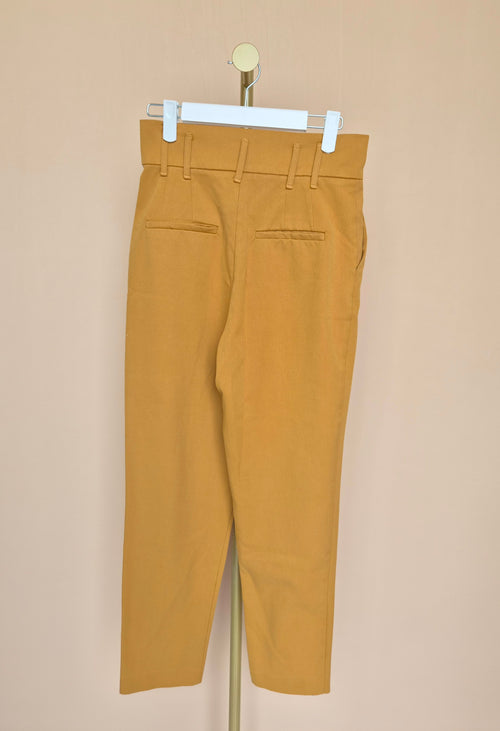 ZARA TRF Mustard High-Waisted Pleated Trousers – S