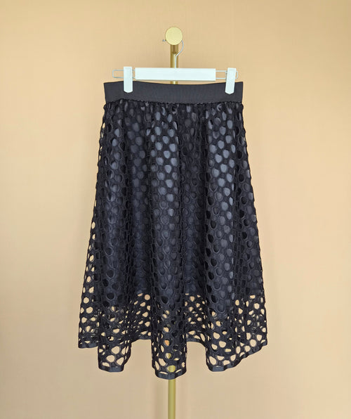 QUIZ Black Eyelet Lace Midi Skirt – S / UK 8