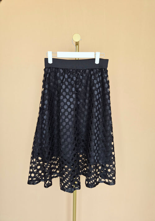 QUIZ Black Eyelet Lace Midi Skirt – S / UK 8