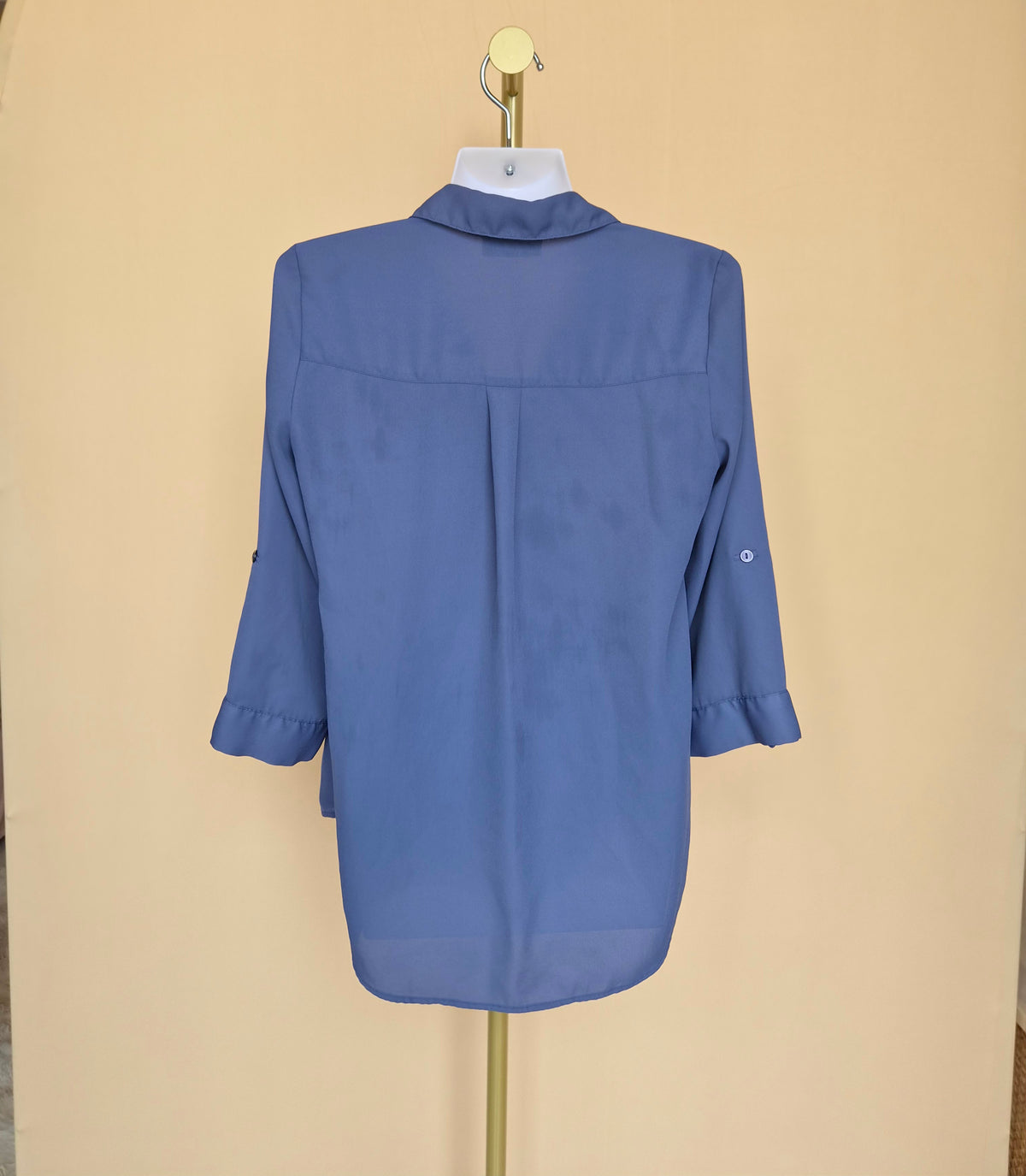 BCX Slate Blue Button-Up Blouse