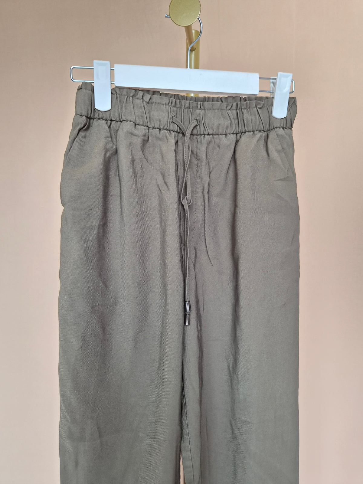MNG Khaki Relaxed Wide-Leg Trousers – Size M
